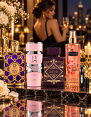 Kit 3 Perfumes Orientica Velvet Gold · Yara · Lattafa Amethyst + Perfumero y Splash Victoria's Secret