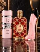 Kit 3 Perfumes Orientica Amber Rouge · Good Girl Blush · Yara + Perfumero y Splash Victoria's Secret
