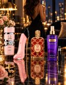 Kit 3 Perfumes Orientica Amber Rouge · Good Girl Blush · Yara + Perfumero y Splash Victoria's Secret