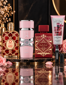 Kit 3 Perfumes Yara · Orientica Amber Rouge · Lattafa Sublime + Perfumero y Crema Perfumada