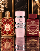 Kit 3 Perfumes Yara · Orientica Amber Rouge · Lattafa Sublime + Perfumero y Crema Perfumada