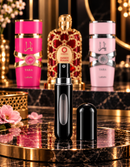 Kit 3 Perfumes Yara · Yara Candy · Orientica Amber Rouge + Perfumero Recargable