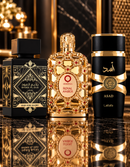 Kit 3 Perfumes Asad · Orientica Royal Amber · Lattafa Oud for Glory + Perfumero y Crema Perfumada