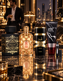 Kit 3 Perfumes Asad · Orientica Royal Amber · Lattafa Oud for Glory + Perfumero y Crema Perfumada