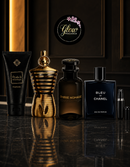 Kit 3 Perfumes Ombre Nomade · Jean Paul Elixir · Bleu de Chanel + Perfumero y Crema Perfumada